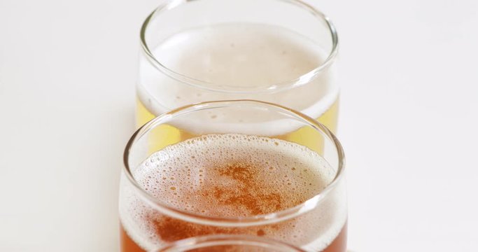 Video Slide Across Beer Flight Of Four Beers
