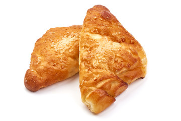 Sweet Buns with filling, isolated on white background