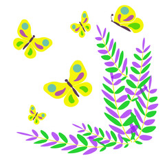 delicate butterflies among the grass