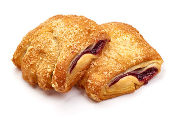 Sweet Buns with blueberries, isolated on white background