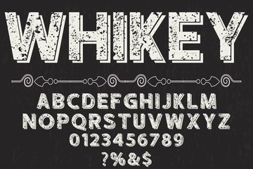 Fototapeta premium abc Font alphabet Script Typeface handcrafted handwritten vector label design whiskey