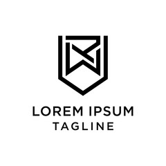 Initial RW Shield Logo Design Template Vector