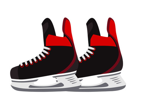 Skates for ice rink flat vector illustration