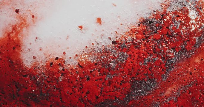 Liquid Color Substance with Bubbles. Abstract Macro 4k.