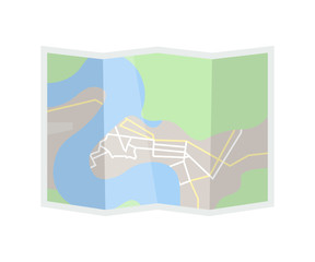 Fototapeta premium Hiking map flat vector illustration
