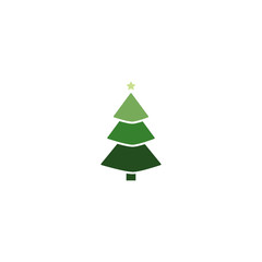 Christmas tree with decorations star flat icon for apps and websites