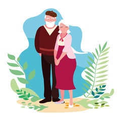 Grandmother and grandfather cartoon vector design icon