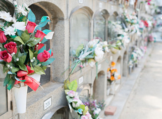 Flowers in a cemetery