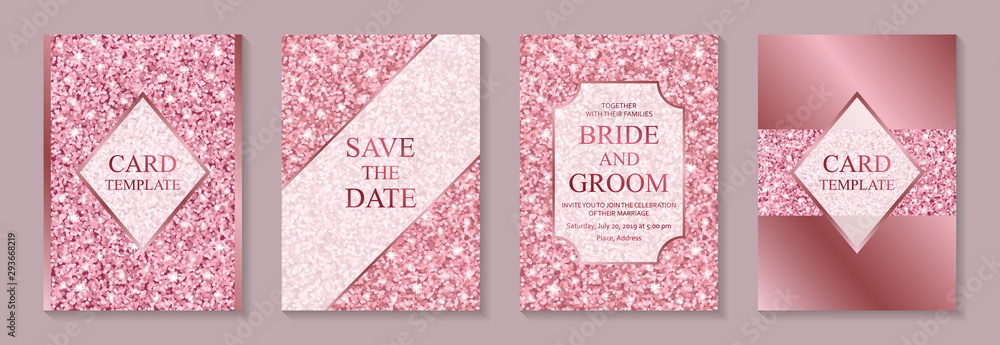 Sticker set of modern geometric luxury wedding invitation design or card templates for business or presentat