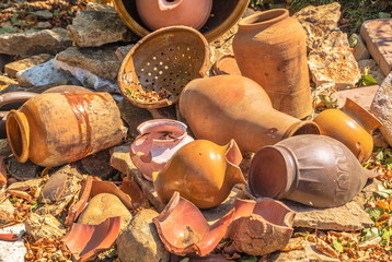 Shards of broken pottery