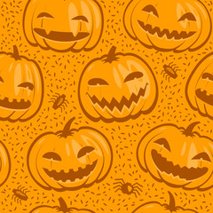 Halloween seamless background. Decorative pattern, pumpkins vector illustration