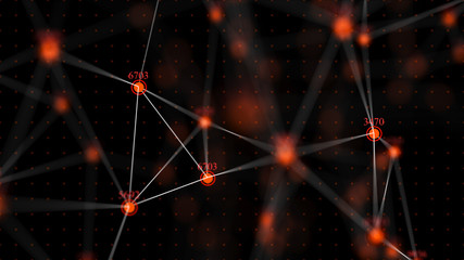Big data on the Internet network. Hacked code values. Information cells. 3D rendering.