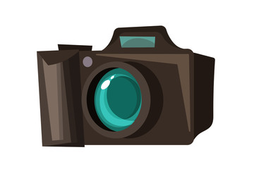 Professional photo camera flat vector illustration