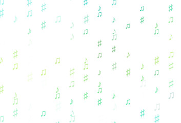 Light Green, Yellow vector texture with musical notes.