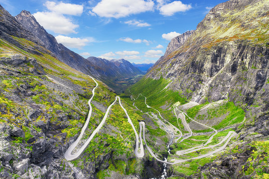 Trollstigen - windy road in Norway at autumn