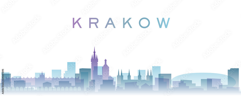 Wall mural Krakow Transparent Layers Gradient Landmarks Skyline