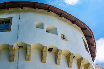 Architectural detail from fortress on old medieval castle Veliki Tabor, northern Zagorje, Croatia, sunny summer day