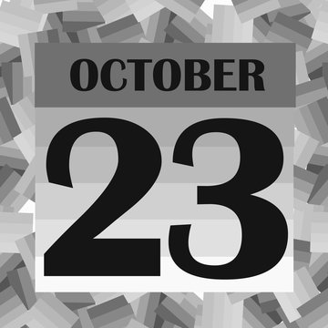 October 23 icon. For planning important day. Banner for holidays and special days. Illustration in black and white colors.
