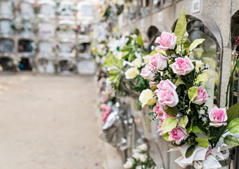 Flowers in a cemetery