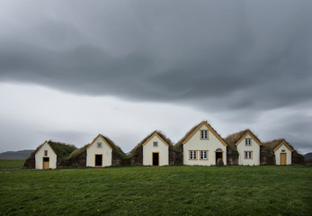 Turf houses and farm in Northern Iceland