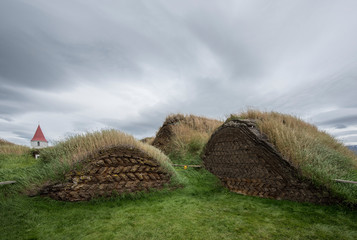 Turf houses and farm in Northern Iceland