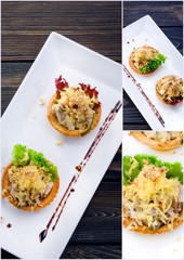 Collage of restaurant dishes. Tasty dishes for the restaurant.
