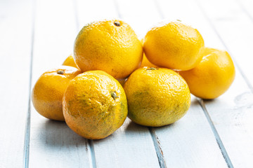 Fresh yellow tangerines.