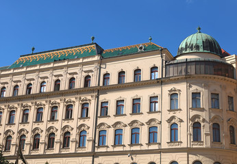 Fototapeta na wymiar Top view of General Post Office building in Bratislava, Slovak Republic