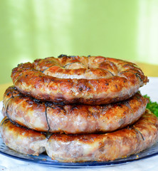 Three homemade sausage