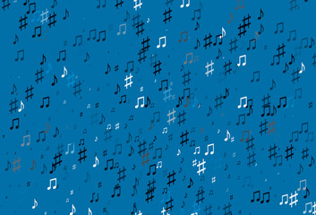 Light BLUE vector texture with musical notes.