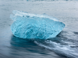 Detail of iceburgs washed up on the beach near Jokulsarlon glacier