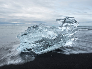 Detail of iceburgs washed up on the beach near Jokulsarlon glacier
