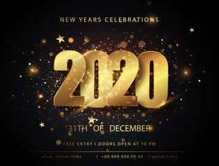 Christmas and New Year posters set with 2020 numbers. Vector illustration. Winter holiday invitations with geometric decorations