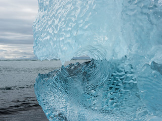 Detail of iceburgs washed up on the beach near Jokulsarlon glacier