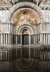 Flooded St Marks Catherdral at night, Venice Itally