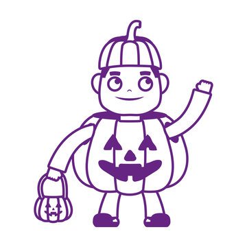 little boy with pumpkin costume character