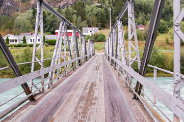 Iron and wood bridge in Norway