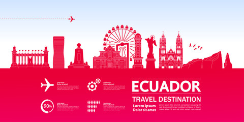 Ecuador travel destination grand vector illustration. - obrazy, fototapety, plakaty