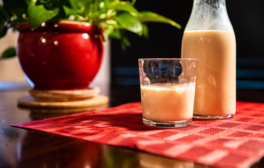 Holiday beverage on dinner table