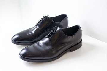 Close up of Mens Black Work Shoes
