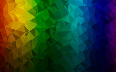 Obraz premium Ciemny wielokolorowy, okładka low poly wektor tęczy. Nowoczesne geometryczne streszczenie ilustracji z gradientem. Najlepszy trójkątny projekt dla Twojej firmy.