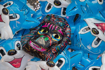Typical Brazilian Carnival merchandise, masks.