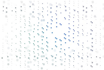 Light Blue, Green vector template with ice snowflakes.