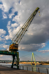 Old Crane on the Waterfront of Cologne