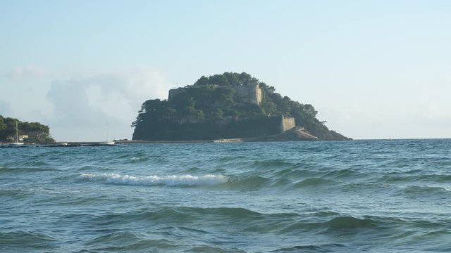 Fort de Bregancon view from the beach mediterranean sea France Bormes les mimosas