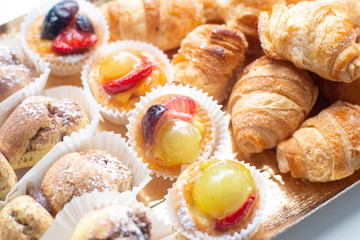 Pastries, Italian desserts in the foreground