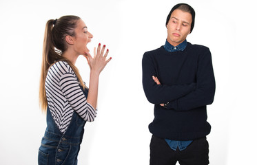couple arguing, girlfriend boyfriend  problems, marriage  and relationship concept