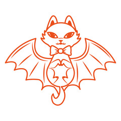 halloween cat mascot with bat wings