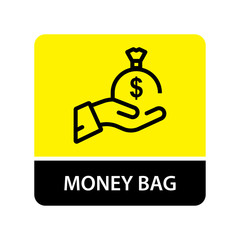 Hand and dollar money bag icon icon for web and mobile