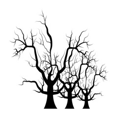 dark halloween trees scene isolated icon